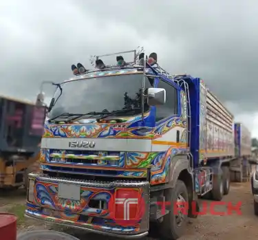 รถพ่วง 22ล้อ แม่ลูกดั้มพ์ ต่อมาเพื่อแบกน้ำหนัก 2,450,000 บาท ISUZU DECA 360แรง ปี60