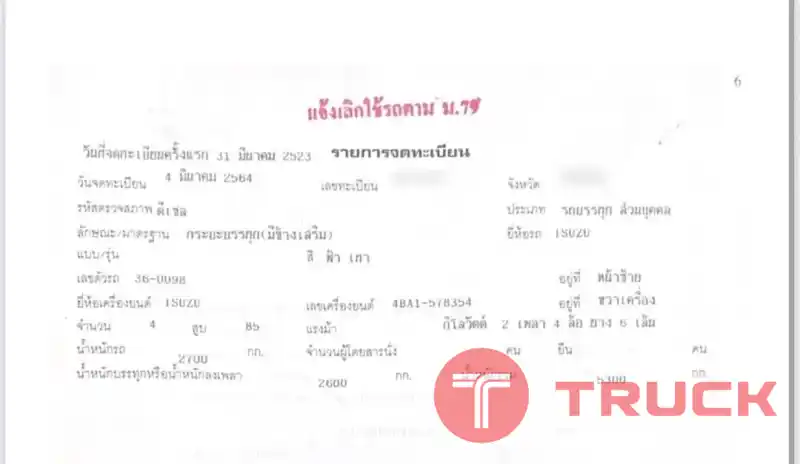 6 ล้อคอกสูง เดิมบาง 115,000 บาท ISUZU TL 85 แรง จดทะเบียน ปี 23