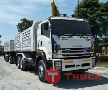รถพ่วงดั้มสามมิตรแม่-ลูก3เพลา ปี57 วิ่งน้อย สวยๆเดิมๆ ISUZU DECA 360 แรง