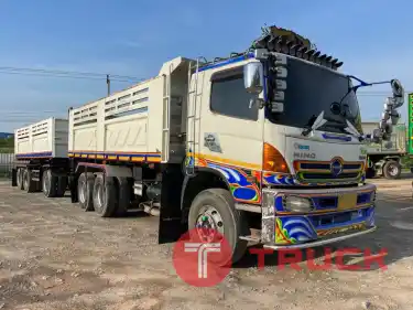 รถพ่วง 22 ล้อ 2 เพลาดั้มพ์ อู่สามมิตร HINO MEGA S500-344 แรง ปี55