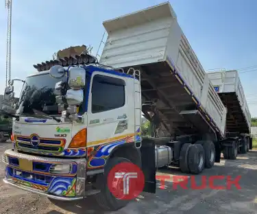 รถพ่วง 22 ล้อ 2 เพลาดั้มพ์ อู่สามมิตร HINO MEGA S500-344 แรง ปี55
