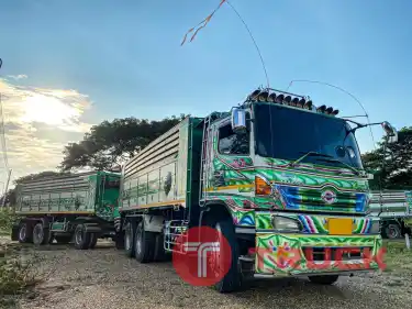 รถพ่วง 22 ล้อ 2 เพลาดั้มพ์ HINO MEGA S500-344 แรง กระบะอลูมิเนียม อู่ PPBพงษ์ไพบูลย์ วิ่ง 215,xxx km ปี55