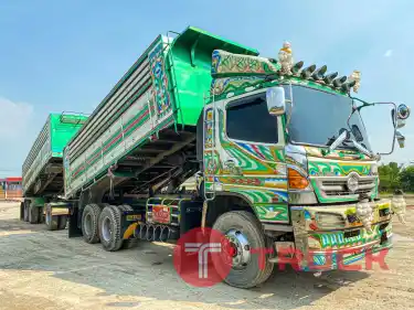 พ่วง 22 ล้อ 2 เพลาดั้มพ์ HINO FM2P 380 แรง กระบะอลูมิเนียม อู่พงษ์ไพบูลย์ วิ่ง 265,920 km ปี52