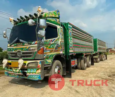 พ่วง 22 ล้อ 2 เพลาดั้มพ์ HINO FM2P 380 แรง กระบะอลูมิเนียม อู่พงษ์ไพบูลย์ วิ่ง 265,920 km ปี52