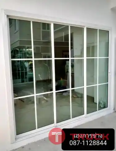 กระจกบานเลื่อนสมุทรสาคร ท่าจีน เทียนทะเล ประตูกระจกอลูมิเนียมพระราม2 บ้านแพ้ว บางแค กระทุ่มแบน