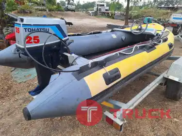 เรือยาง Achilles มือสองจากญี่ปุ่น สภาพดี ไม่รั่ว เครื่องยนต์ดี TOHATSU 25hp. มาเซ็ทนอกจากญี่ปุ่น อุปกรณ์เดิม ราคา 48,000บาท โทร 094-7899445