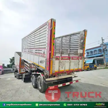สด ลด VAT ช่วงนี้ดั้มพ์เกษตรมาแรง ปีใหม่ ไมล์น้อย สิบล้อดั้มพ์เกษตรพ่วงแม่ลูก ISUZU FXZ 360 แรงม้า ปี 65 หางดั้มพ์ สามเพลา ปี 65