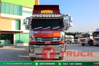 สิบล้อดั้มพ์ สีแดง ISUZU FXZ 360แรงม้า ปี 66 หางดั้มพ์ สามเพลาปี 66