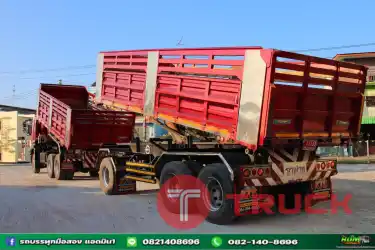 สิบล้อดั้มพ์ สีแดง ISUZU FXZ 360แรงม้า ปี 66 หางดั้มพ์ สามเพลาปี 66
