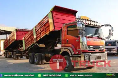 สิบล้อดั้มพ์ สีแดง ISUZU FXZ 360แรงม้า ปี 66