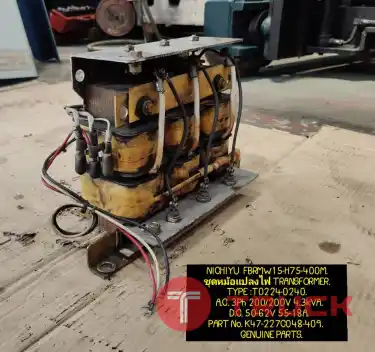 จำหน่ายอะไหล่รถยกไฟฟ้า ชุดหม้อแปลงไฟ TRANSFORMER ASSY A.C. 3Ph 200 200V 4.3kVA อะไหล่แท้ถอดจากรถนอกนำเข้า ไม่เคยใช้งานในไทย ถอดประกอบโดยช่างผู้เชี่ยวชาญ รับประกัน 90 วัน D.C. 50-62V 55-18A