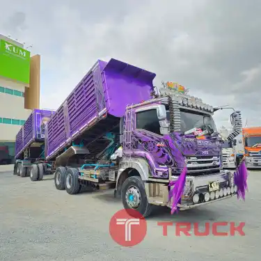 ผ่อน ลด ดอก พ่วงสีม่วงสวยมาก ISUZU FXZ 360 แรงม้า ปี 66 หางดั้มพ์ สามเพลา ปี 66