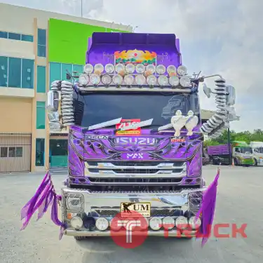 ผ่อน ลด ดอก พ่วงสีม่วงสวยมาก ISUZU FXZ 360 แรงม้า ปี 66 หางดั้มพ์ สามเพลา ปี 66