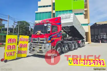 สด ลด VAT สิบล้อหัวลาก HINO VICTOR 500 344 แรงม้า ปี 66 หางเซมิดั๊มพ์ สองเพลา อู่เดอะซัน ปี 65