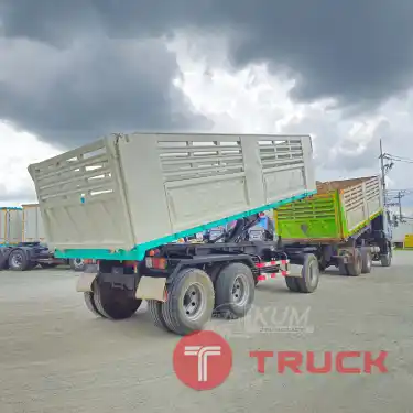 สด ลด VAT พ่วงแม่ลูกสามมิตร ISUZU FXZ 360 แรง ปี 56 หางดั้มพ์ สามเพลา อู่สามมิตร ปี 57