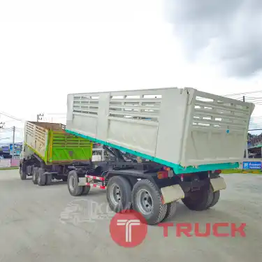 สด ลด VAT พ่วงแม่ลูกสามมิตร ISUZU FXZ 360 แรง ปี 56 หางดั้มพ์ สามเพลา อู่สามมิตร ปี 57
