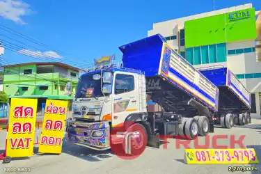 สิบล้อดั้มพ์ HINO FM2P 380 แรง ปี 2561 หางดั้มพ์ สามเพลา อู่สามมิตร ปี 2561 8844 8845