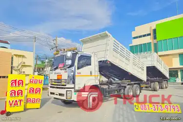 สิบล้อดั้มพ์ ISUZU FXZ 360 แรง ปี 65 หางดั้มพ์ สามเพลา อู่พนัส ปี 65 9575 9576