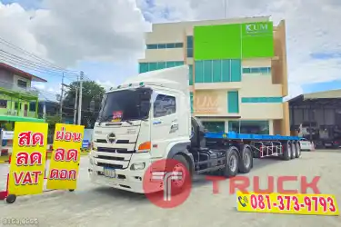 สิบล้อหัวลาก HINO FM 344 แรง ปี 63 หางพื้นเรียบ สามเพลา อู่ Wafa ปี 65 8153 8655