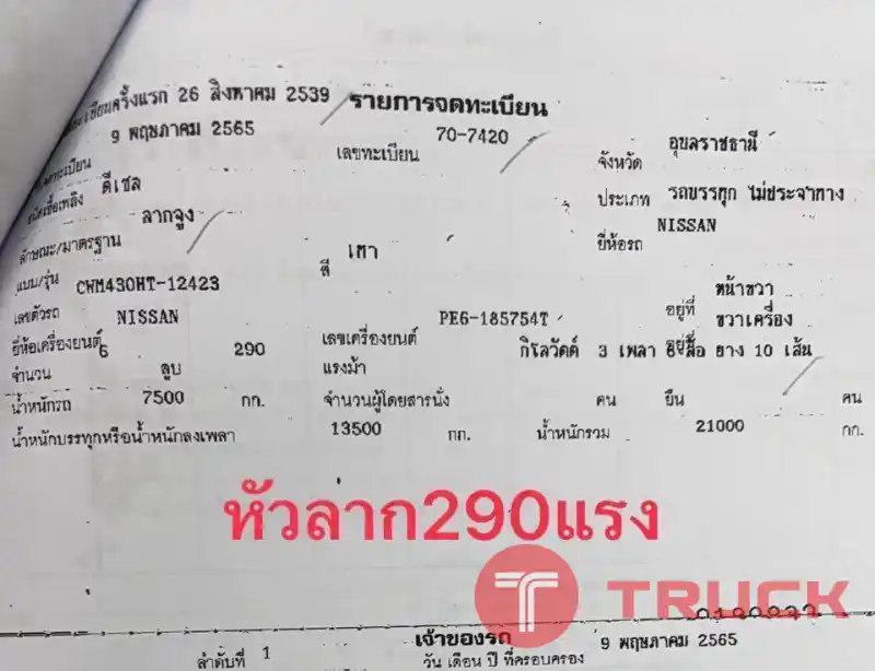 หัวลาก10ล้อ2เพลาNissan CWM430HT หัวลาก10ล้อ2เพลาNissan CWM430HT