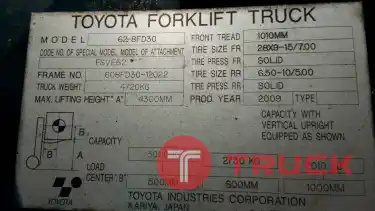 TOYOTA 62-8FD30 นำเข้าญี่ปัุน น้ำหนักยก 3 ตัน เสายกสูง 6 เมตร