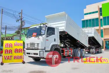 สิบล้อดั้มพ์ ISUZU FXZ 360 แรง ปี 2557 หางดั้มพ์ สามเพลา สามมิตร ปี 2557 4733 4734