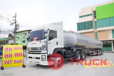 สิบล้อหัวลาก ISUZU GXZ 360 แรง ปี 2564 หางพ่วงน้ำมัน สามเพลา อู่บันเทิงรุ่งเรือง ปี 2558 0516 4593