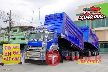สิบล้อดั้มพ์ ISUZU FXZ 360 แรง ปี 2557 หางดั้มพ์ สามเพลา อู่ เอส.เค.ที.เทรลเลอร์ ปี 2557 0772 0773