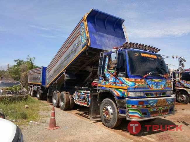 HINO 10 ล้อดั้ม FM 2 K เครื่อง P11C-320 แรง ปี 44 พ่วง แม่ ลูก